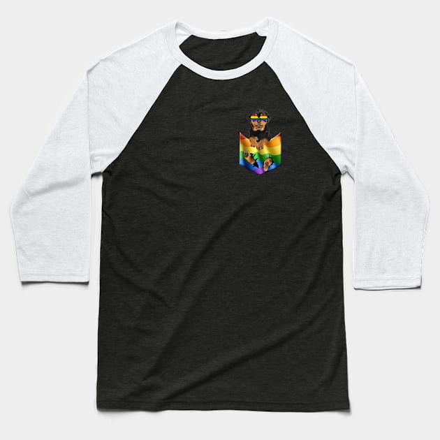 Rottweiler In Pocket LGBT Pride Flag For Dog Lovers Baseball T-Shirt by Terryeare